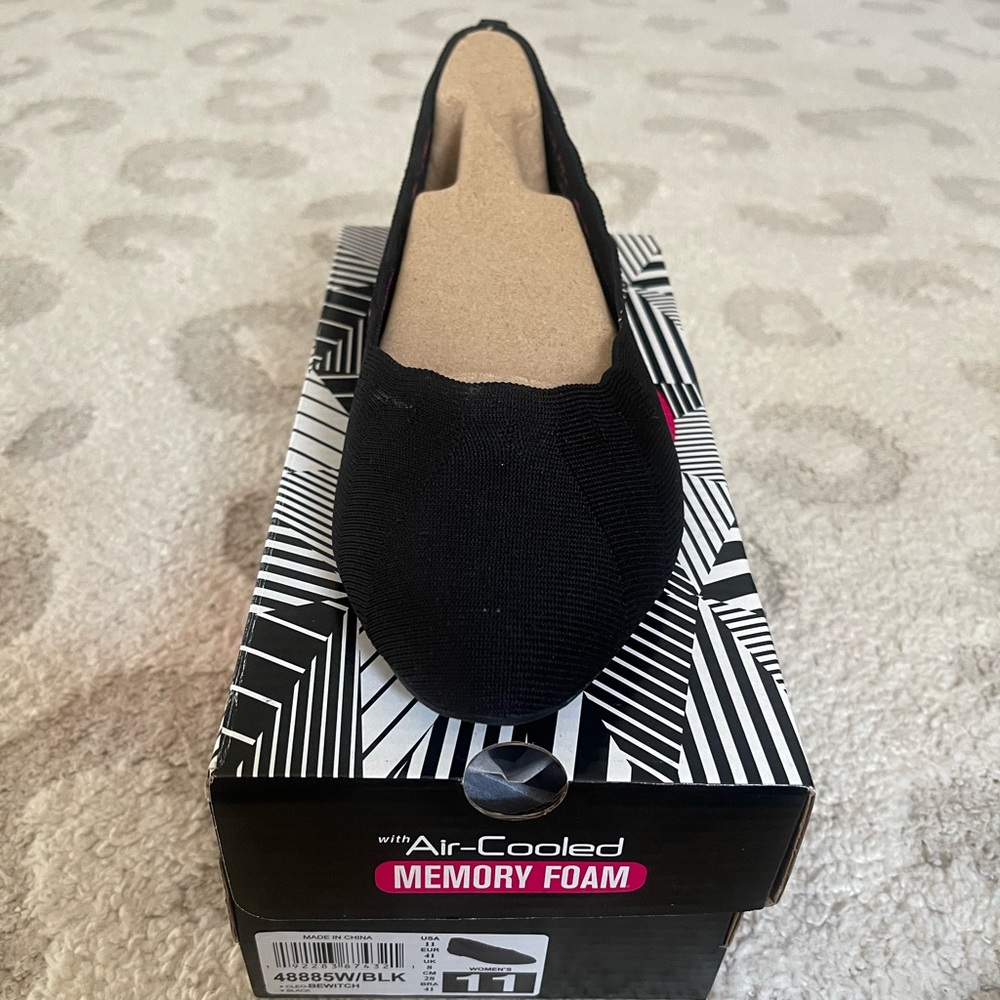 Sketchers Cleo Bewitch Flats - Black Wide Fit